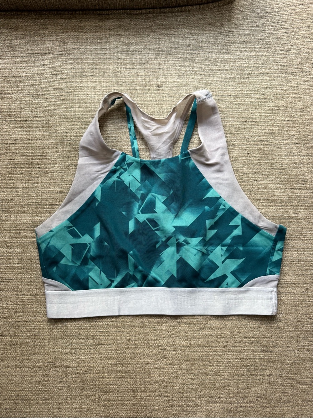 Under Armour Teal & White Mesh Graphic Print Racerback Strappy Bra